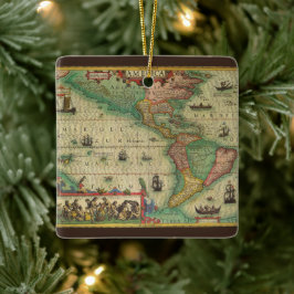 Adorno De Cerámica Mapa del Antiguo Mundo de las Américas, 1606