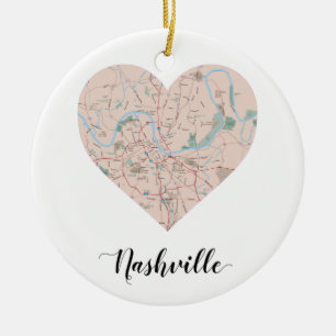 Adorno De Cerámica Mapa del corazón de Nashville