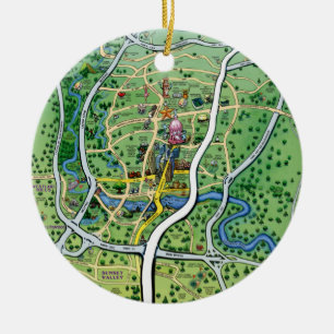 Adorno De Cerámica Mapa del dibujo animado de Austin Tejas