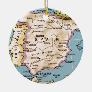 Adorno De Cerámica Mapa del diseño del vintage de España