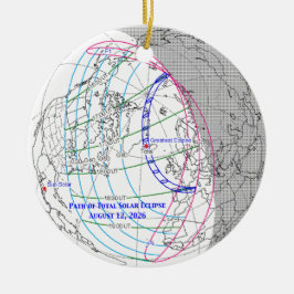 Adorno De Cerámica Mapa del eclipse solar total de 2026