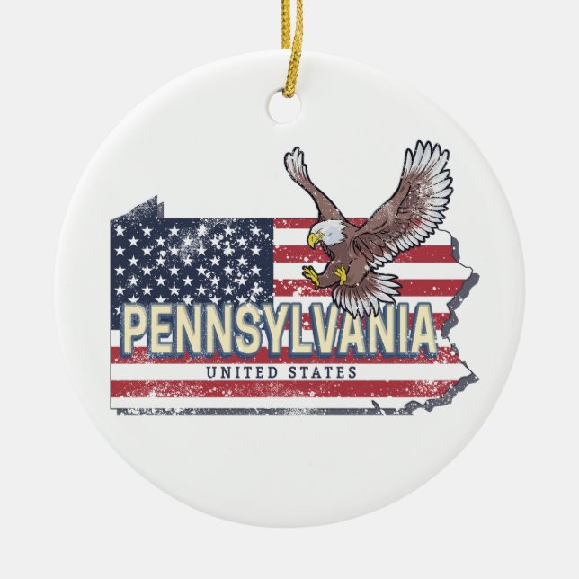 Adorno De Cerámica Mapa del estado de Pennsylvania (Frente)