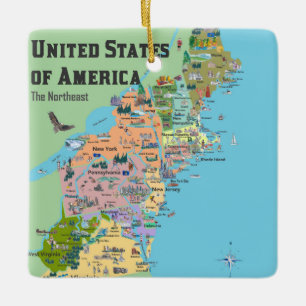 Adorno De Cerámica Mapa del este del norte de los Estados Unidos de