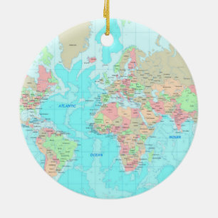 Adorno De Cerámica Mapa del mundo