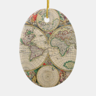 Adorno De Cerámica Mapa del Mundo Antiguo
