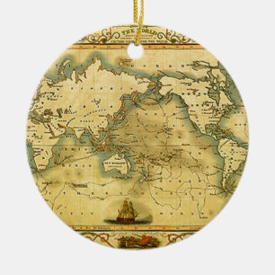 Adorno De Cerámica Mapa del mundo antiguo