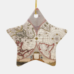 Adorno De Cerámica Mapa del Mundo Antiguo