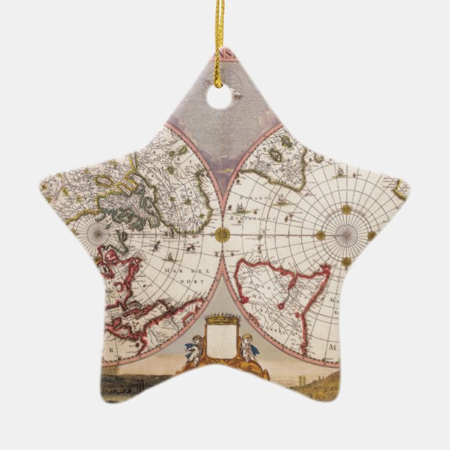 Adorno De Cerámica Mapa del Mundo Antiguo (Frente)