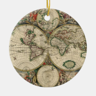 Adorno De Cerámica Mapa del mundo antiguo