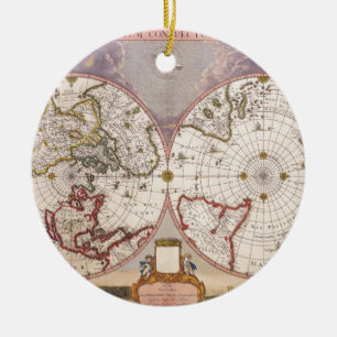 Adorno De Cerámica Mapa del Mundo Antiguo