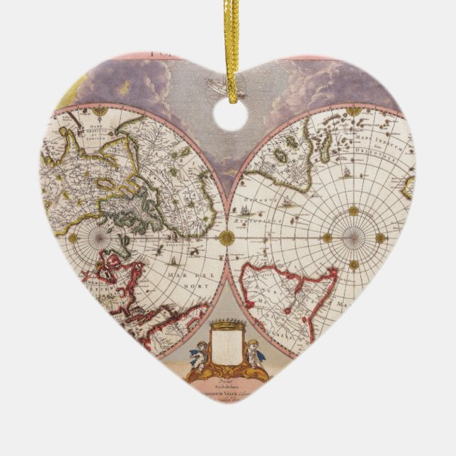 Adorno De Cerámica Mapa del Mundo Antiguo (Frente)