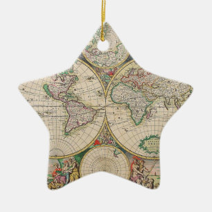 Adorno De Cerámica Mapa del Mundo Antiguo