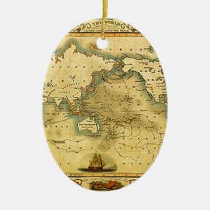 Adorno De Cerámica Mapa del mundo antiguo