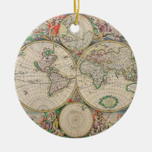 Adorno De Cerámica Mapa del Mundo Antiguo