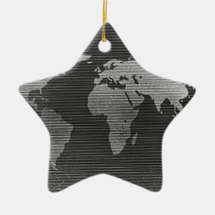 Adorno De Cerámica Mapa del mundo blanco y negro