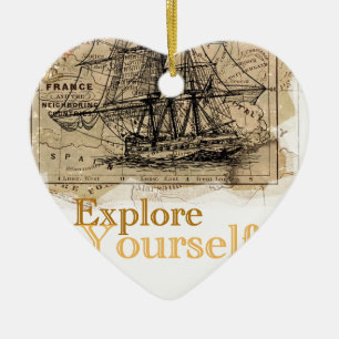 Adorno De Cerámica Mapa del mundo de la cosecha de vintage