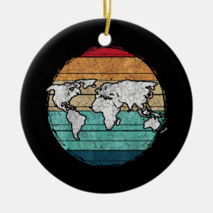 Adorno De Cerámica Mapa del mundo retro