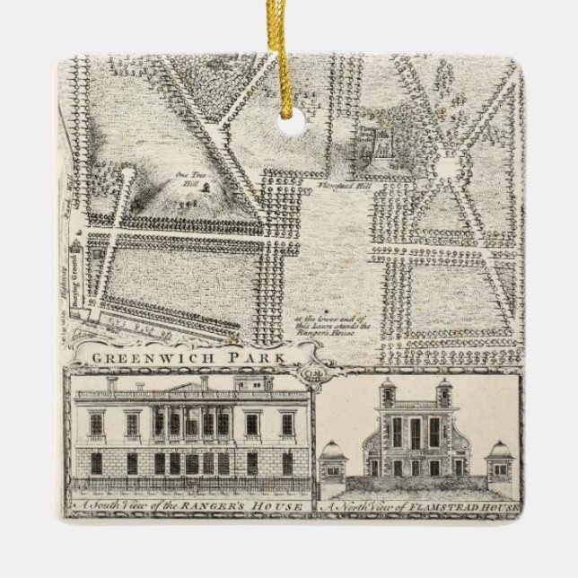 Adorno De Cerámica Mapa del parque de Greenwich (Anverso)