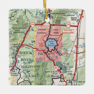 Adorno De Cerámica Mapa del Parque Nacional del Lago Crater