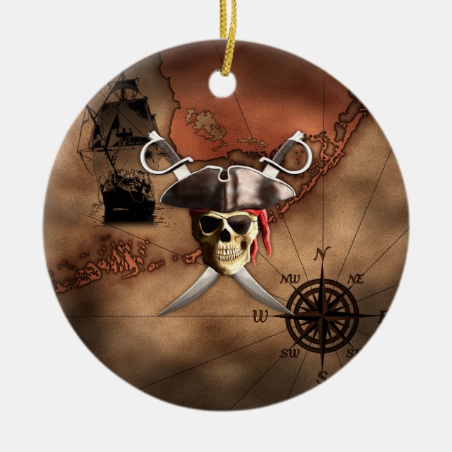 Adorno De Cerámica Mapa del pirata (Frente)
