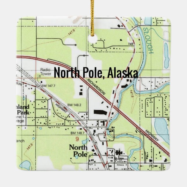 Adorno De Cerámica Mapa del Polo Norte de Alaska (Reverso)