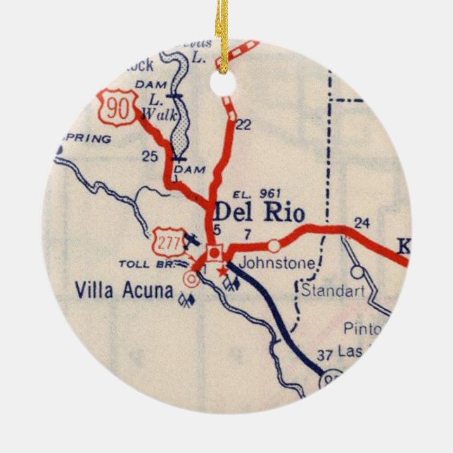 Adorno De Cerámica Mapa Del Río 1948 (Atrás)