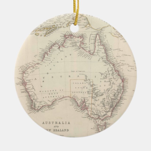 Adorno De Cerámica Mapa del vintage de Australia (1848) (Frente)