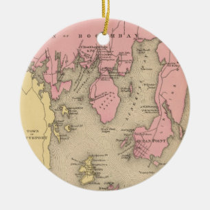 Adorno De Cerámica Mapa del vintage de Boothbay Maine (1894)