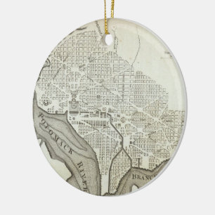Adorno De Cerámica Mapa del vintage de C.C. de Washington (1794)