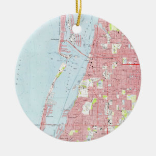 Adorno De Cerámica Mapa del vintage de Clearwater la Florida (1974)