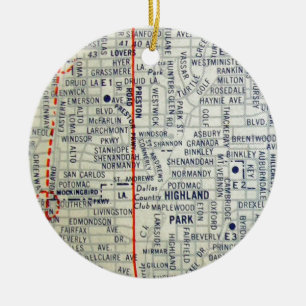 Adorno De Cerámica Mapa del vintage de Dallas