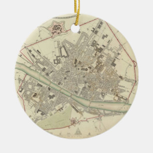 Adorno De Cerámica Mapa del vintage de Florencia Italia (1835)