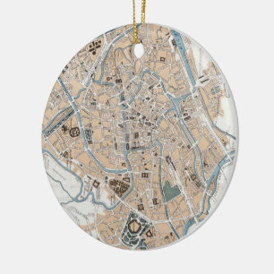 Adorno De Cerámica Mapa del vintage de Gante Bélgica (1905)