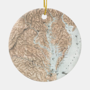 Adorno De Cerámica Mapa del vintage de la bahía de Chesapeake (1861)