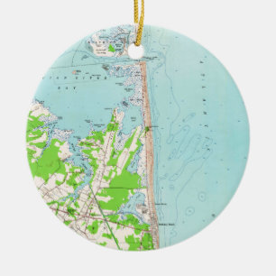 Adorno De Cerámica Mapa del vintage de la playa Delaware (1954) de