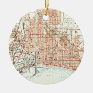 Adorno De Cerámica Mapa del vintage de Long Beach California (1949)