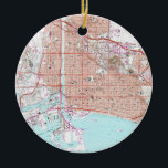 Adorno De Cerámica Mapa del vintage de Long Beach California (1964)<br><div class="desc">Esto es un mapa del vintage de Long Beach California producido originalmente en 1964.</div>