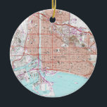 Adorno De Cerámica Mapa del vintage de Long Beach California (1964)<br><div class="desc">Esto es un mapa del vintage de Long Beach California producido originalmente en 1964.</div>