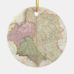 Adorno De Cerámica Mapa del vintage de Polonia (1818)
