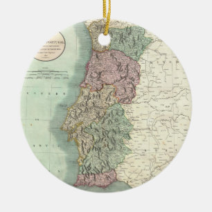 Adorno De Cerámica Mapa del vintage de Portugal (1801)