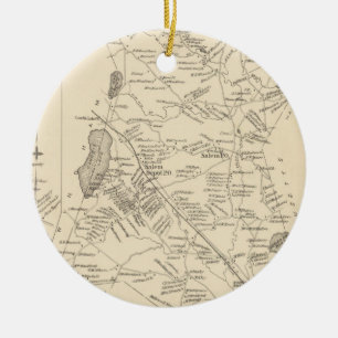 Adorno De Cerámica Mapa del vintage de Salem Massachusetts (1892)