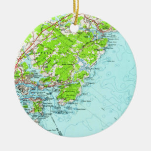 Adorno De Cerámica Mapa del vintage de York Maine (1956)