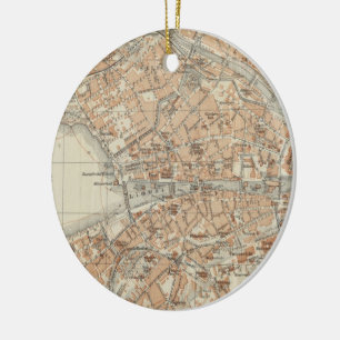 Adorno De Cerámica Mapa del vintage de Zurich Suiza (1913)