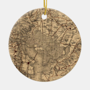 Adorno De Cerámica Mapa del vintage del área del Washington DC (1865)