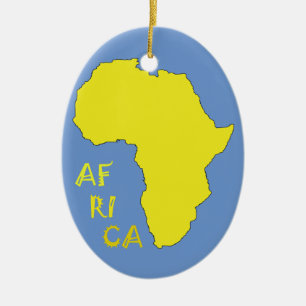 Adorno De Cerámica Mapa divertido de África amarillo