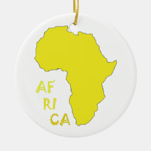 Adorno De Cerámica Mapa divertido de África amarillo