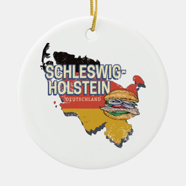 Adorno De Cerámica Mapa federal de Alemania de Schleswig-Holstein (Frente)