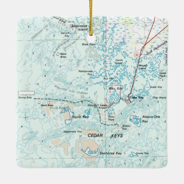 Adorno De Cerámica Mapa FL de clave de Cedar (Reverso)