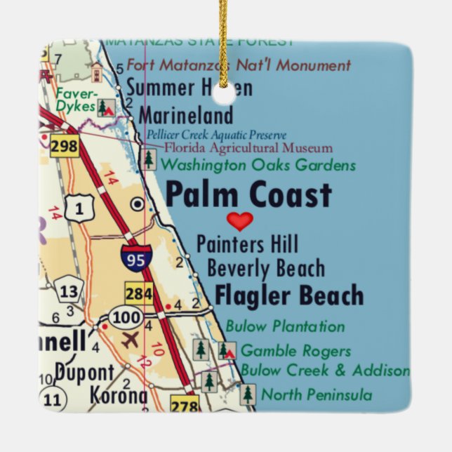 Adorno De Cerámica Mapa FL de Palm Coast (Reverso)