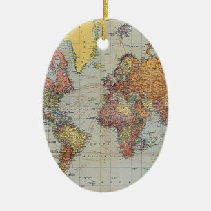 Adorno De Cerámica Mapa general vintage del mundo